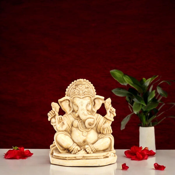 Cultured Marble Seated Ganesha